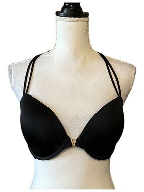 Victoria’s Secret Front Closure Lined Demi Racerback Bra SZ 34DD in Black
